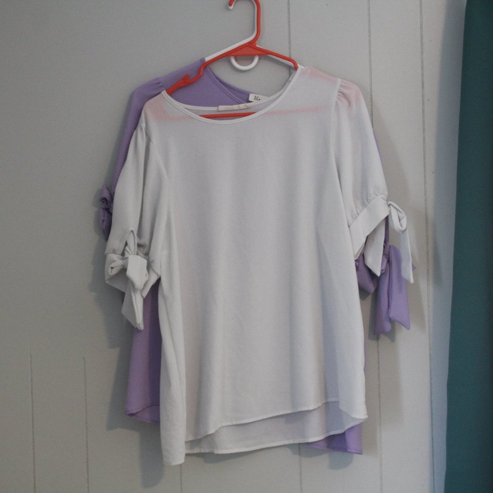 Off-White bow sleeve, woven top